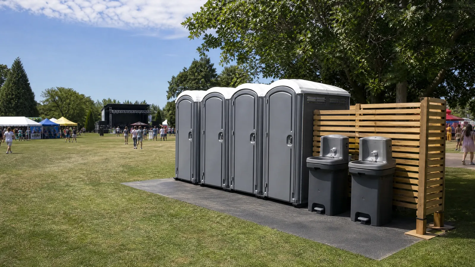 Accessible portable restrooms for inclusive access portable sanitation setup